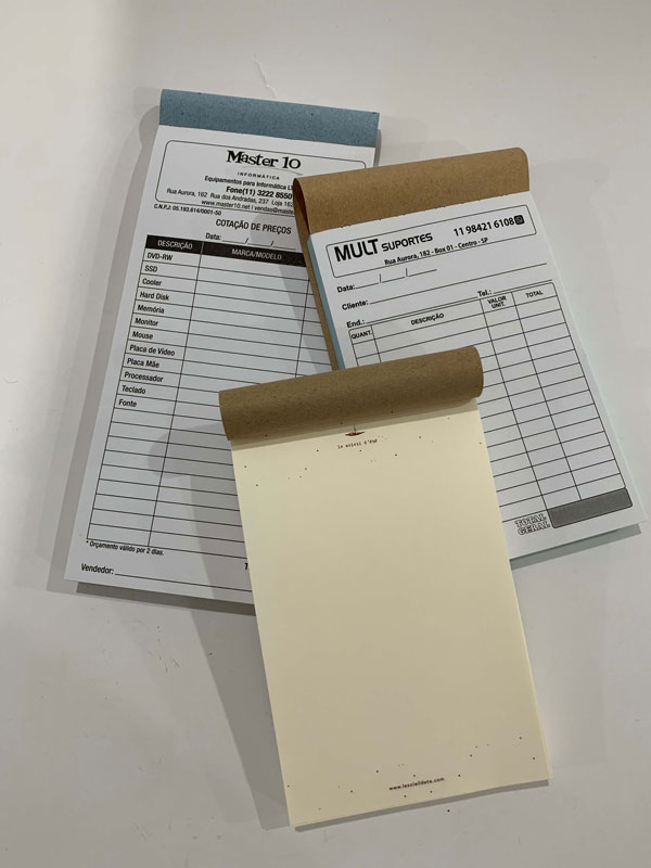 Bloco/Talão/Caderno/Caderneta com impressão